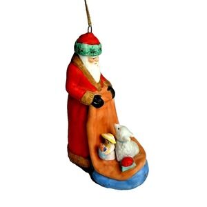 Christmas Vintage 1987 Schmid Porcelain Santa Ornament "Carol Of The Bells"‎